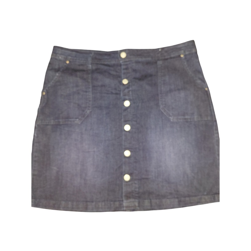 Kensie Jeans Womens Blue Denim Button Front Mini Skirt Dark Wash Size 31